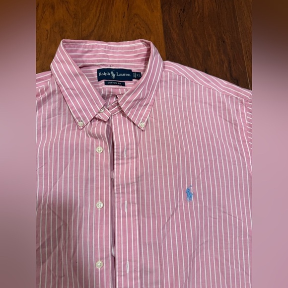 Ralph Lauren Pink Striped Button Down Shirt XL - Picture 2 of 4